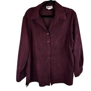 Maggie Sweet Vintage Purple Soft Button Down Blouse 1X